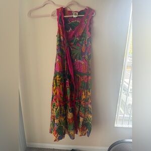 Farm rio Mixed Painted Toucans Wrap Maxi Dress